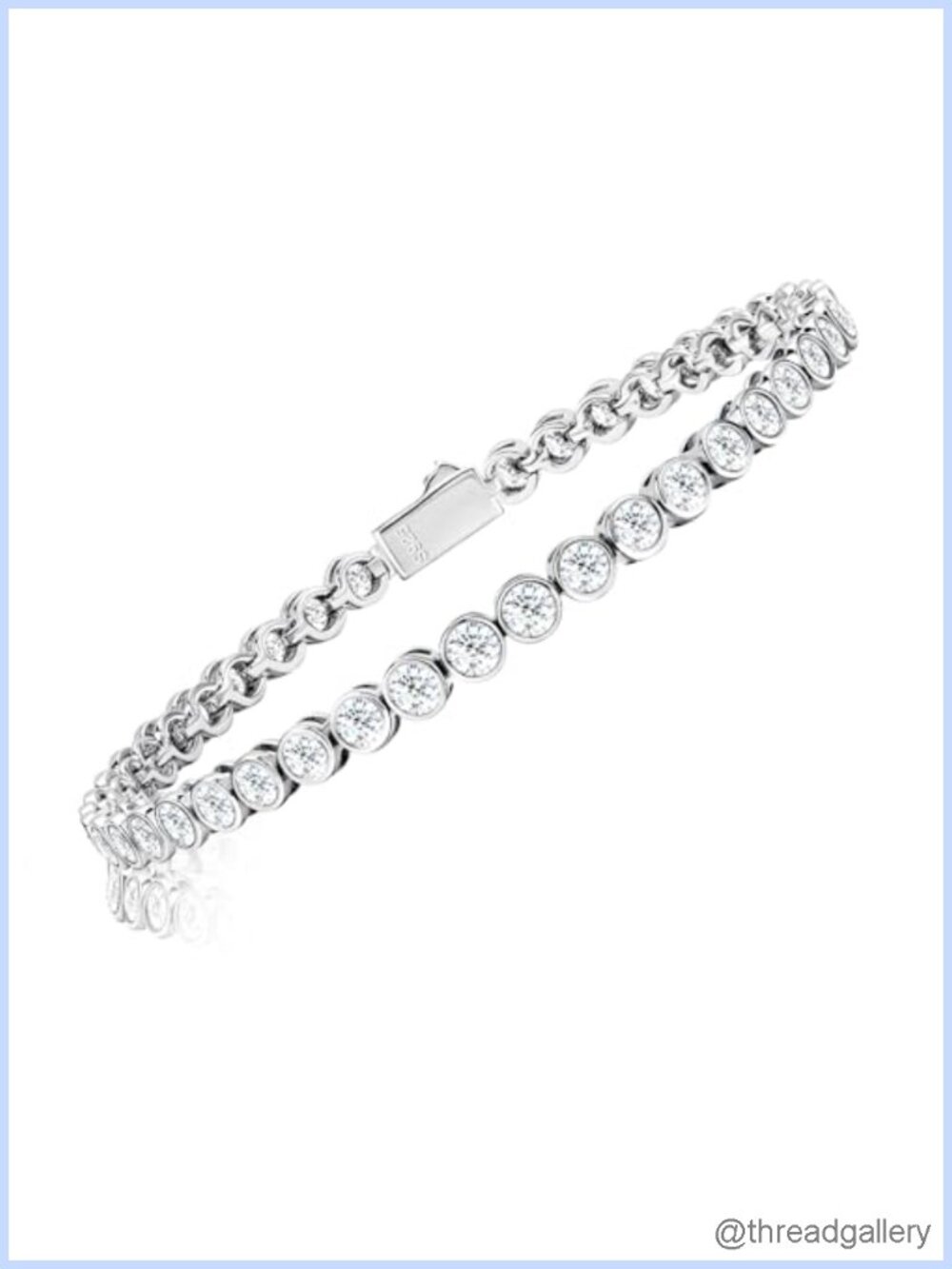 Moissanite Tennis Bracelet 925 Sterling Silver White Gold Plated 7in Chain
